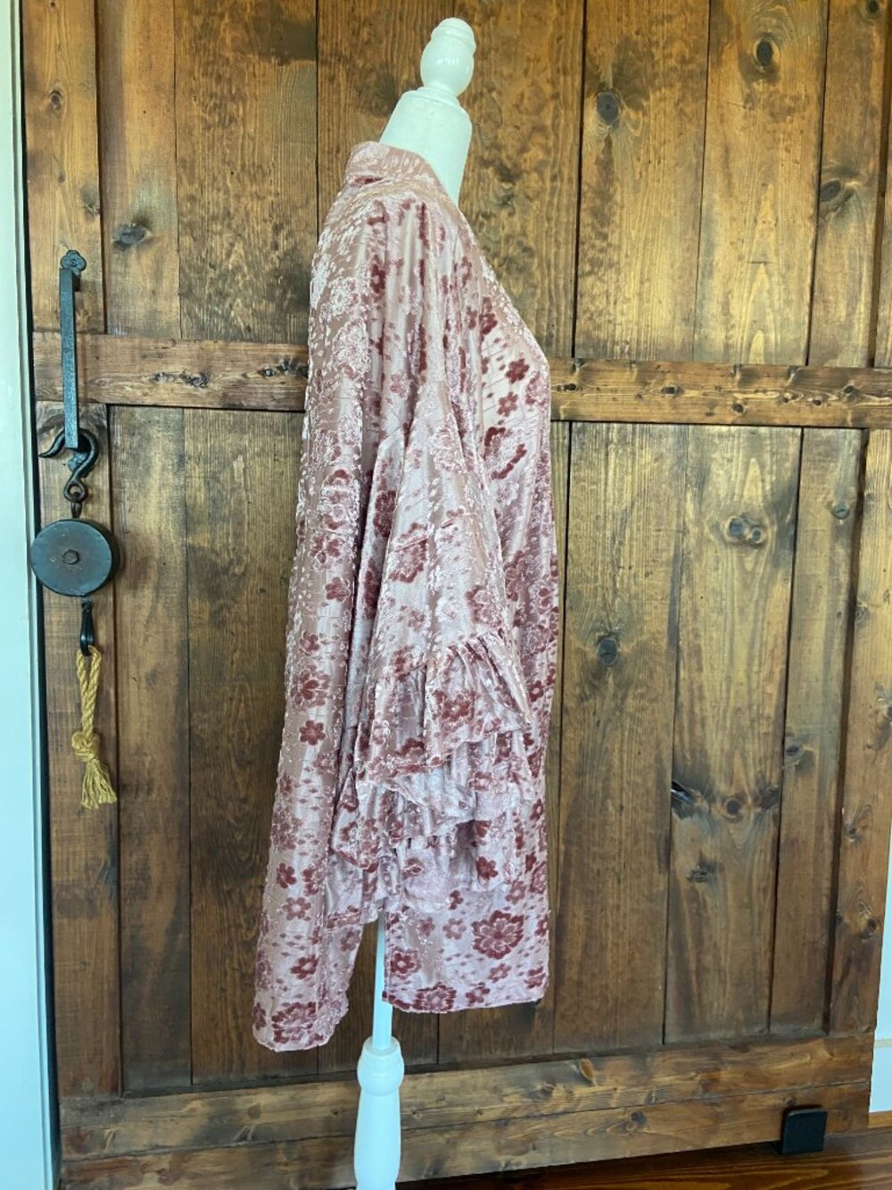 Umgee Pink Burn out Velvet tunic Jacket Sz L - Picture 6 of 9